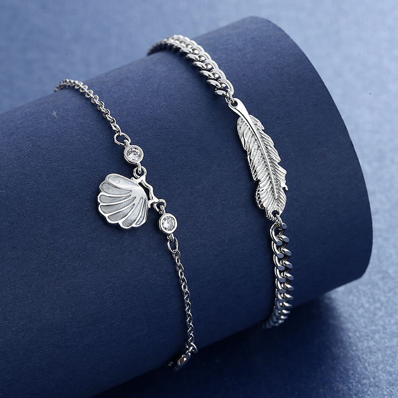 Một Cặp Vòng Đeo Tay Hình Vỏ Sò Lông Vũ Sáng Tạo Thời Trang Dành Cho Nam Và Nữ Bạn Ở Bên Nhau Trong Cuộc Sống