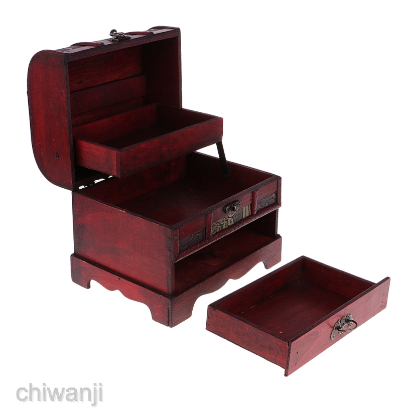 Hộp Đựng Trang Sức Bằng Gỗ Phong Cách Vintage 22x16cm