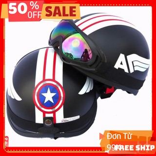 Mũ 1/2 Captain amercan / caption/ đội trưởng Mỹ + Kính uv400 bảo vệ mắt