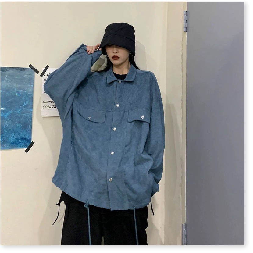 ÁO KHOÁC KAKI NHUNG FORM RỘNG PHONG CÁCH HÀN SIÊU ĐẸP CHO GIỚI TRẺ