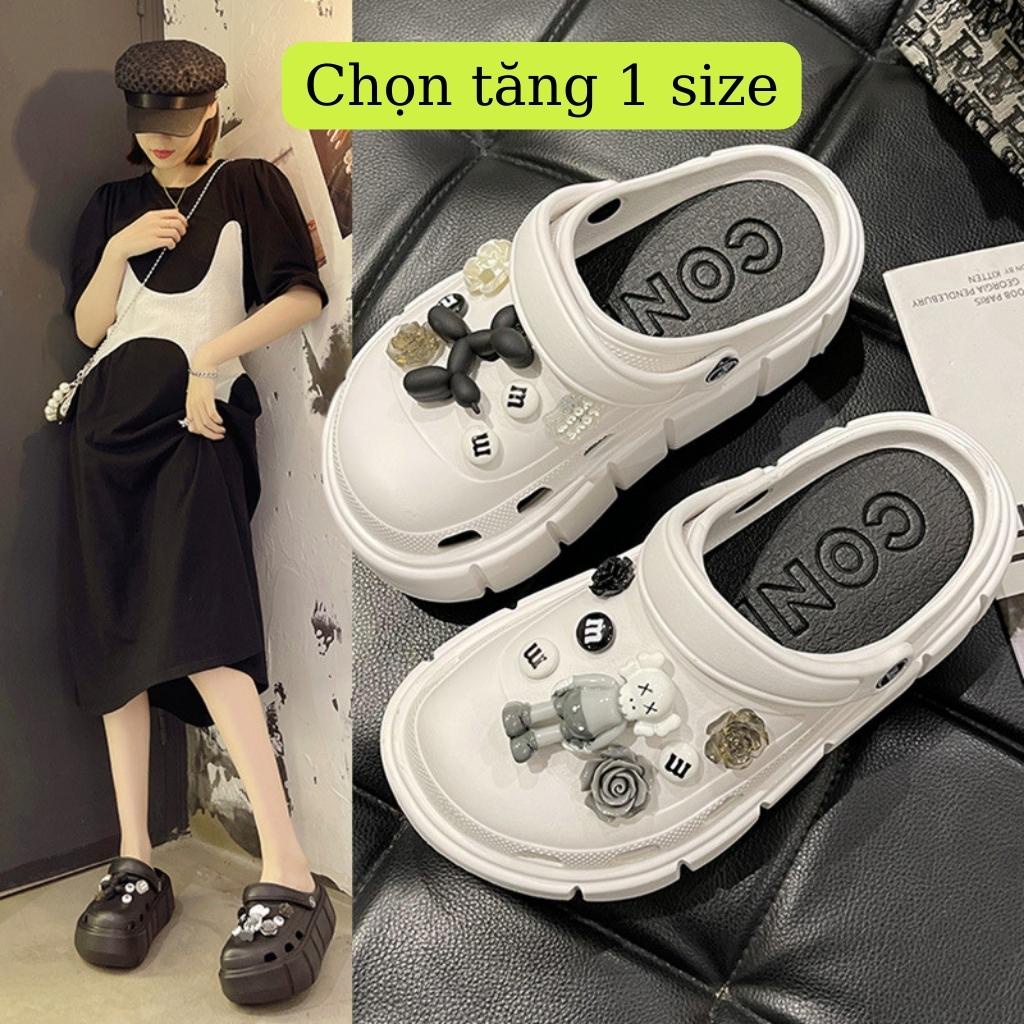Dép Cross nữ Bearbrick tặng kèm Sticker dễ thương bản cao cấp chọn tăng 1 size