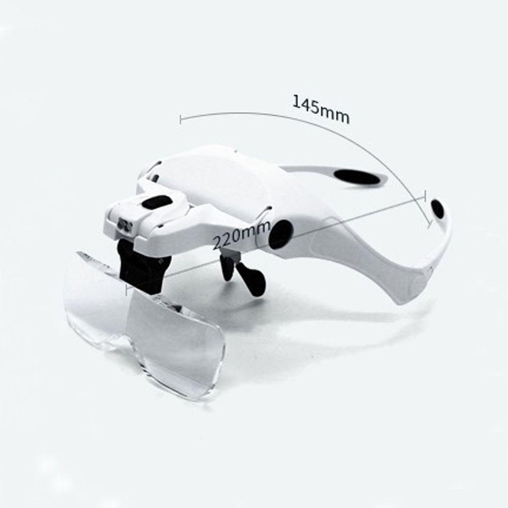 Kính Lúp Đeo Đầu Phóng Đại 5 Thấu Kính Kèm 2 Đèn LED Và Giá Đỡ Dùng Để Sửa Chữa Đồ Trang Sức