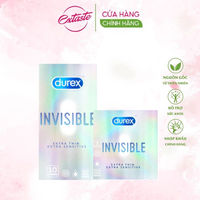 Bao cao su Durex Invisible Extra Thin Extra Sensitive siêu mỏng,siêu mềm Extaste