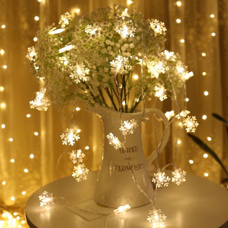 Đèn Led Trang Trí Hình Bông Tuyết 3 Mét 20 Bóng, Nhấp Nháy Và Đứng Yên, Trang Trí Noel Lung Linh