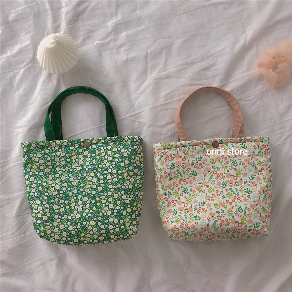 Túi tote cotton dày cách nhiệt in hoa thời trang