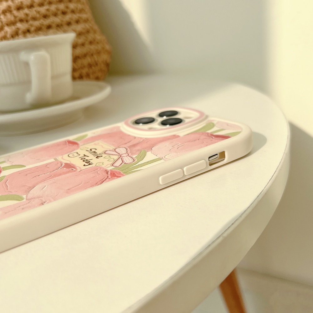 Ốp Điện Thoại TPU Mềm Chống Sốc Họa Tiết Hoa tulip Sơn Dầu Cho iPhone 11 12 13 Pro max mini XS max xr 7 8 se2020 plus