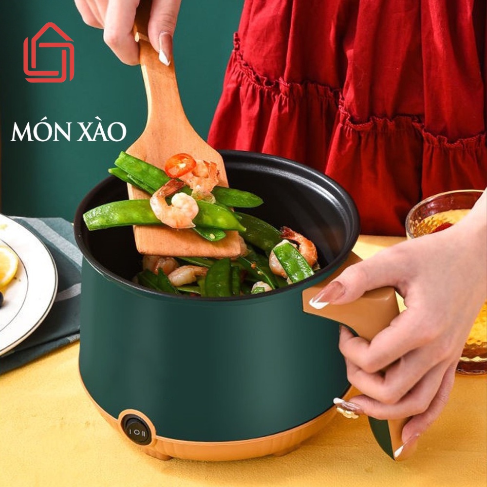 Nồi điện đa năng mini 2 tầng tặng kèm khay hấp ( chiên, xào, nấu ăn, nấu cơm, lẩu mini )