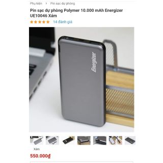 Sạc dự phòng Polymer 10.000 mAh Energizer Xám