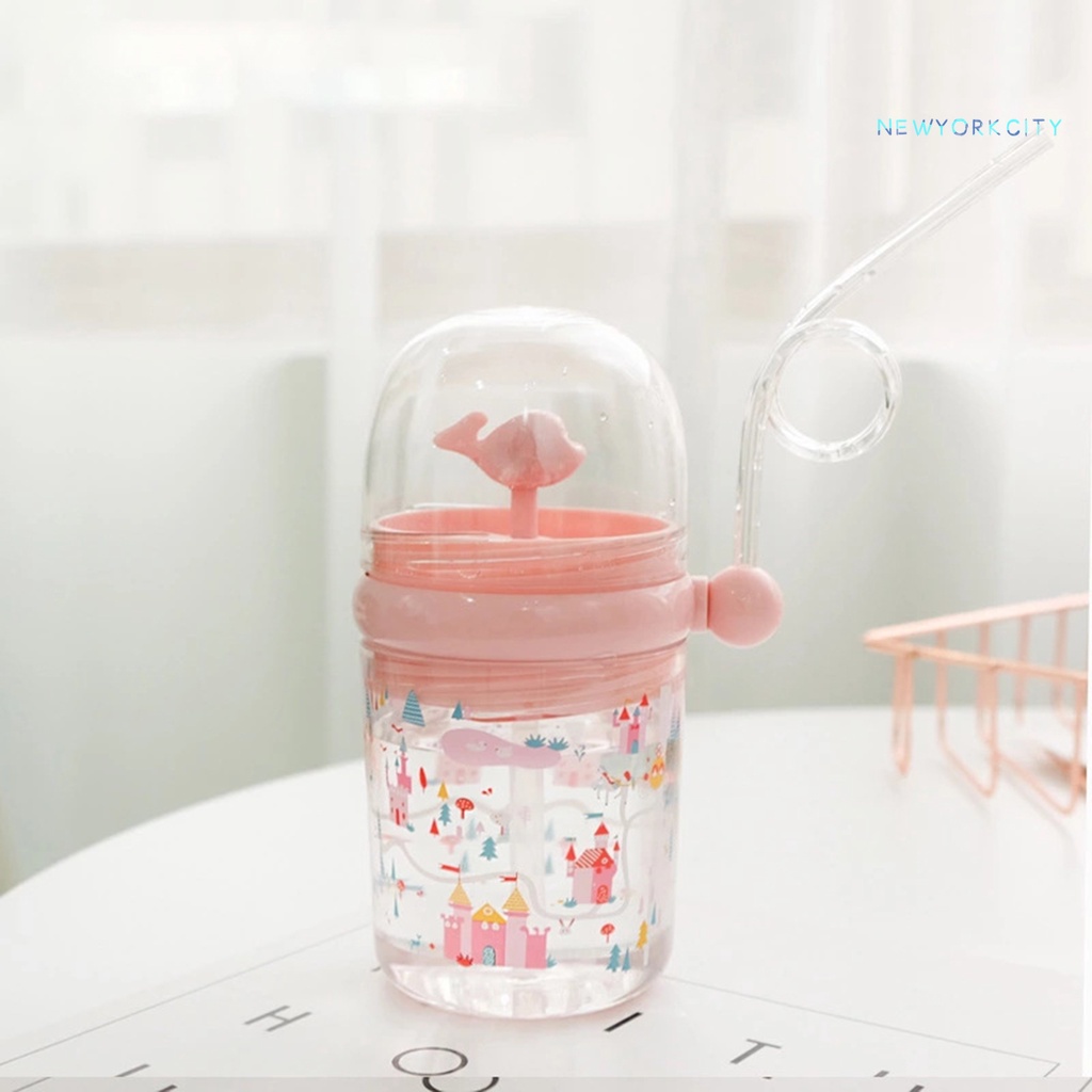 Bình Nước 250ML Có Ống Hút Hình Cá Voi Hoạt Hình Sáng Tạo
