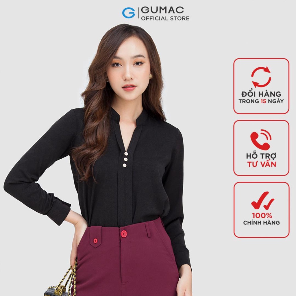 [Mã WABRGUM giảm 10% tối đa 30K đơn 99K] Áo sơ mi nữ thiết kế 3 nút cách điệu GUMAC AC05005