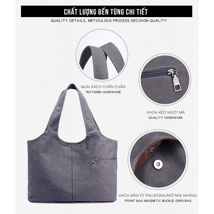 Túi xách tote vải canvas vintage nữ cao cấp – KVKY 1322