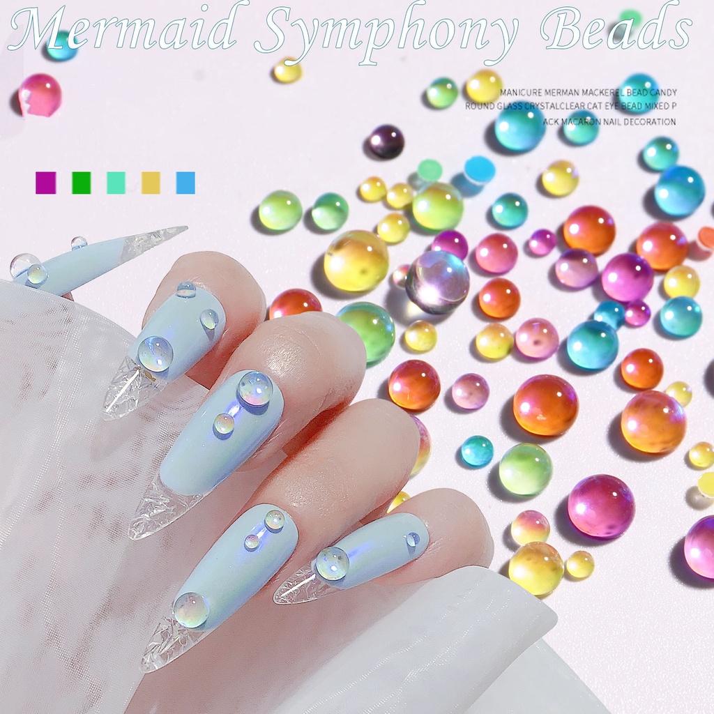 Set 300 Hạt Ngọc Trai Giả Trong Suốt Đính Móng Nghệ Thuật