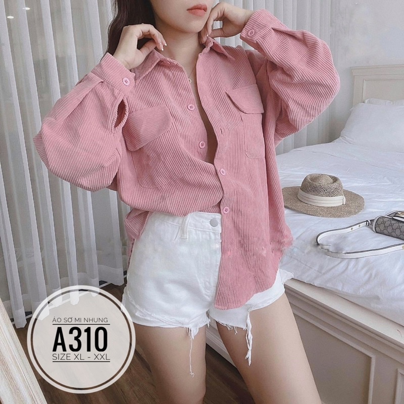Bigsize Áo sơ mi nhung A310