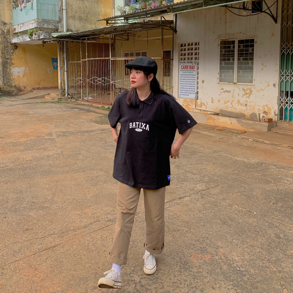 Áo thun Polo nam nữ tay lỡ phông uninsex vải cá sấu cực mát hình in BATIXA C1 COBAN POLO