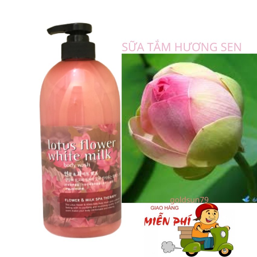 Sữa tắm hương hoa sen 750ml loại bỏ tế bào chết làm trắng da sáng mịn và mềm mại