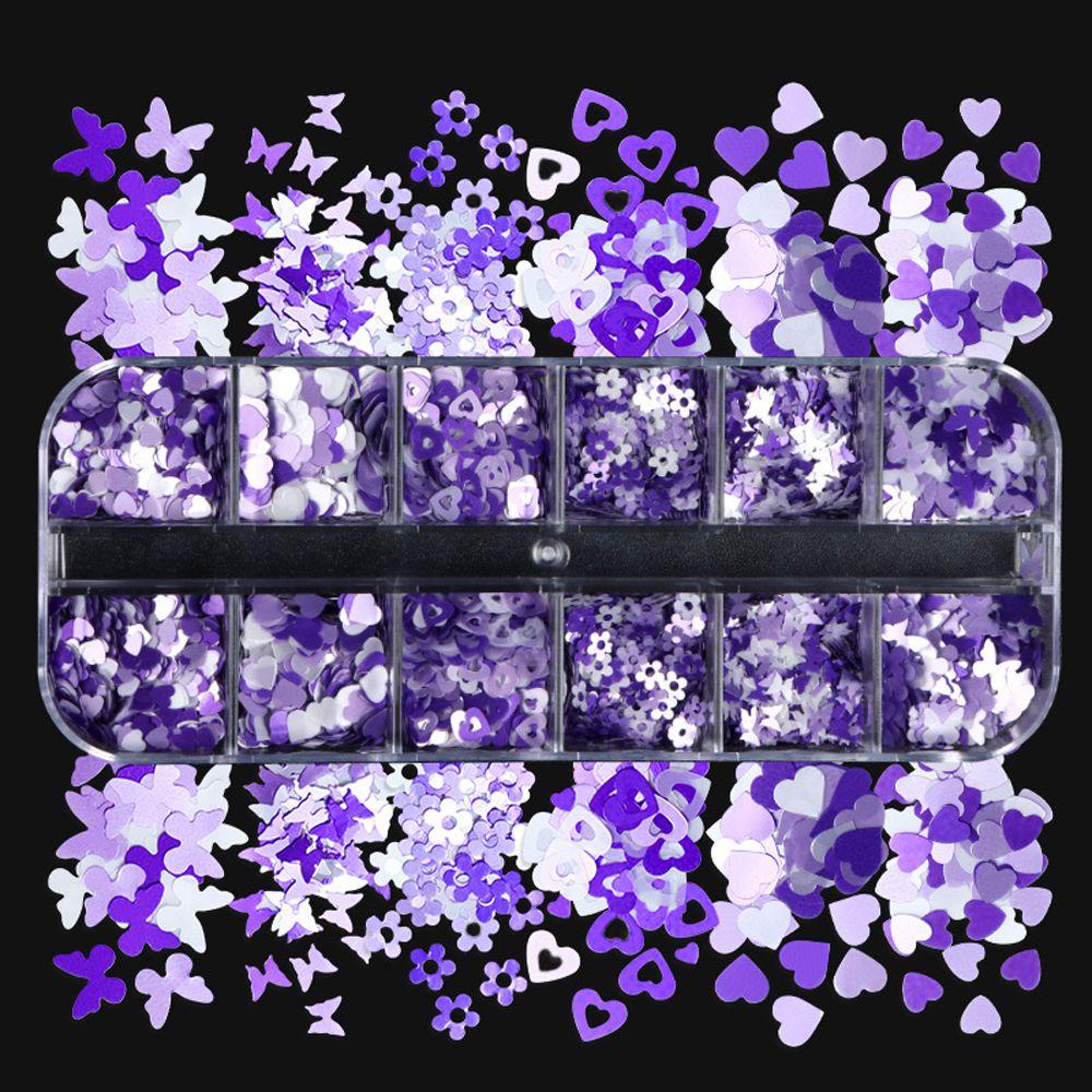 Hộp Sequin Hình Hoa / Bướm / Trái Tim Trang Trí Móng Nghệ Thuật DIY