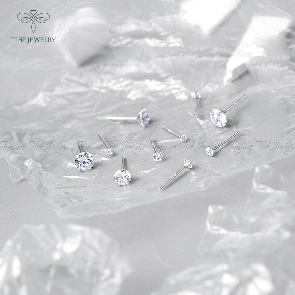 Khuyên tai bạc nữ TLEE nụ đá lấp lánh cao cấp NCJ B0206