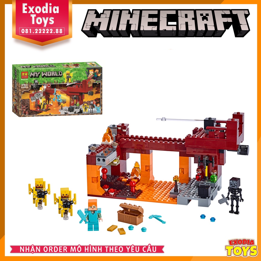 Xếp hình Minecraft Thám hiểm Địa Ngục : The Blaze Bridge - Đồ Chơi Lắp Ghép Sáng Tạo - BELA 11362 LEGO Ideas 21154