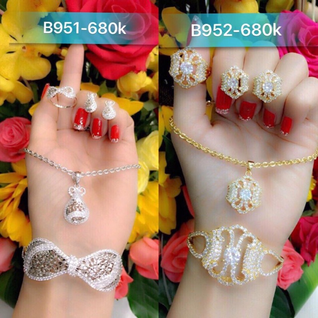 Bộ trang sức xi vàng và bạch kim b951