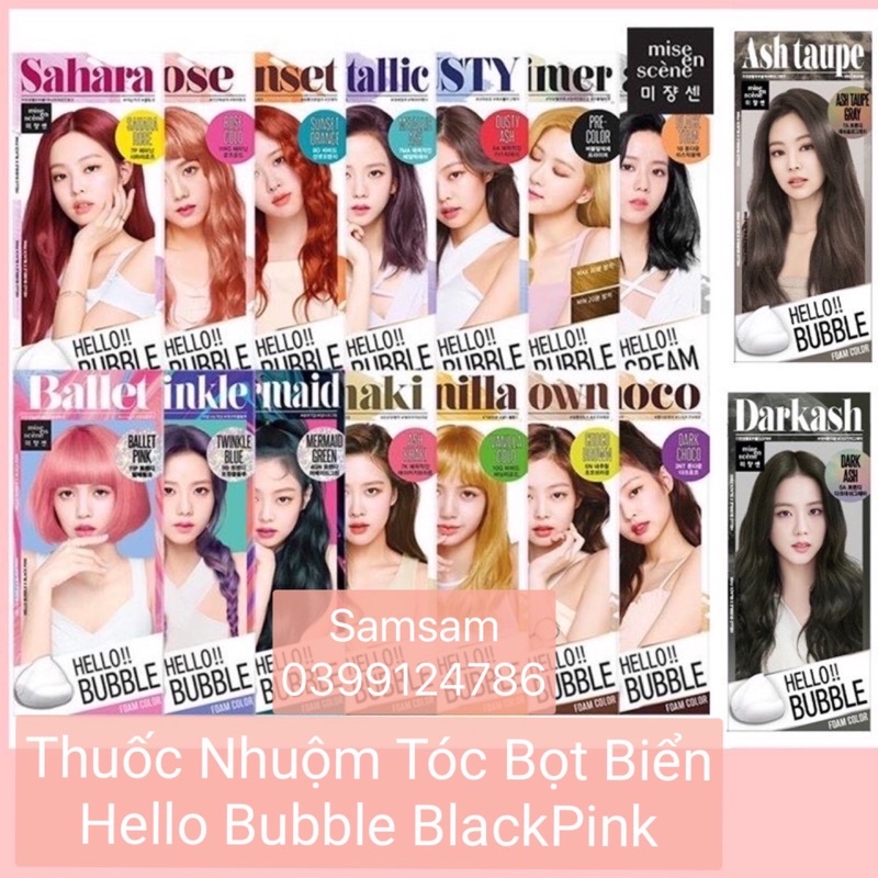 Thuốc Nhuộm Tóc BlackPink / Thuốc Nhuộm Tóc Tại Nhà Dạng Bọt Mise en Hello Bubble Hàn Quốc