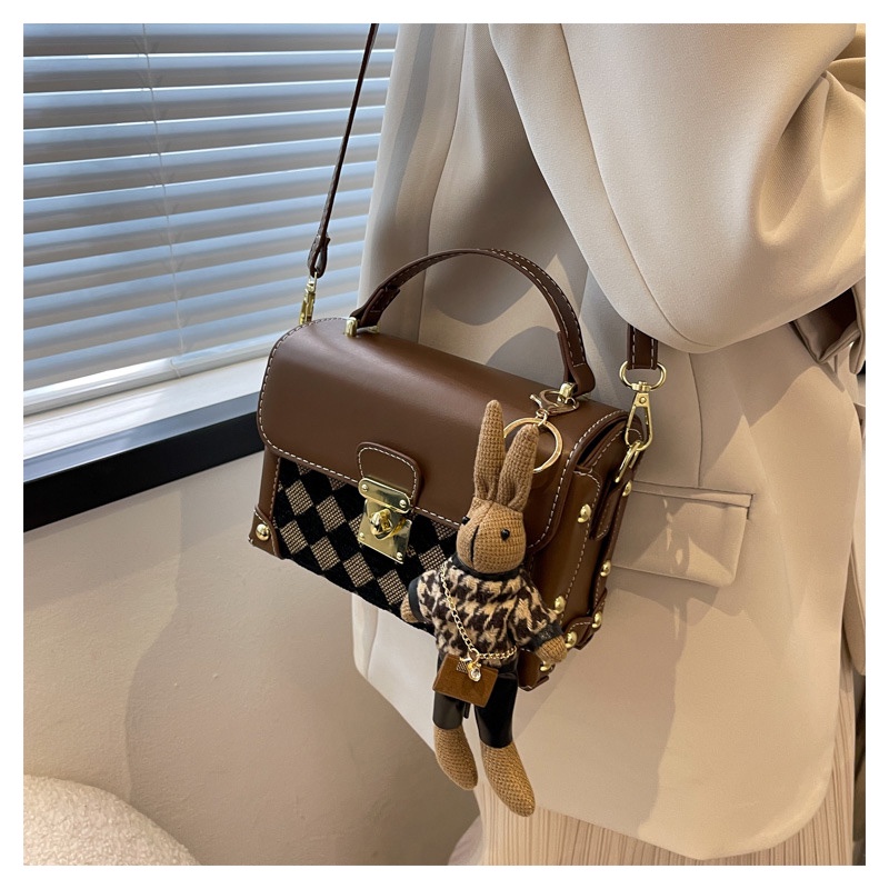 Túi hộp đeo chéo nữ đi chơi xách tay cao cấp MUNGA, họa tiết kẻ vuông công sở trẻ trung TMG19