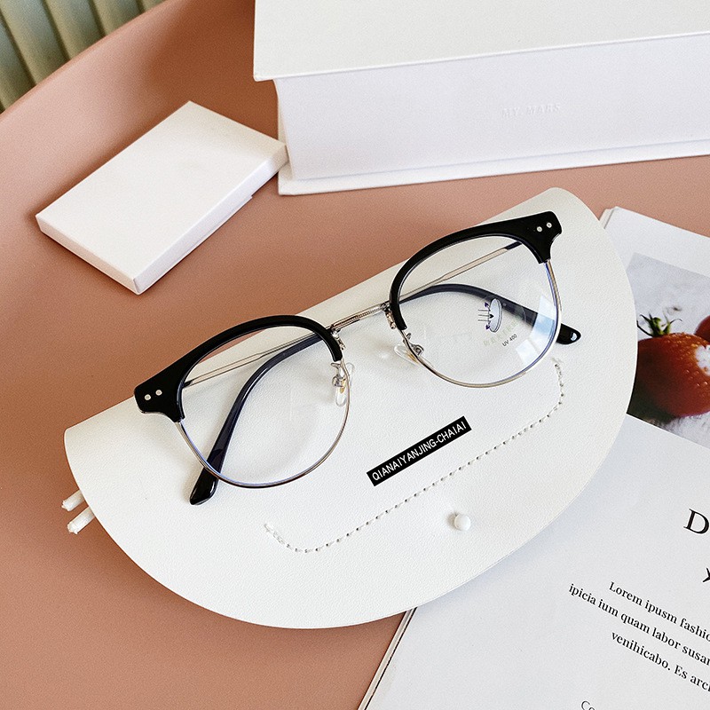 Kính gọng cận nam nữ Hàn Quốc, mắt kính tròn không độ chống ánh sáng xanh thời trang cao cấp LUMINA 048