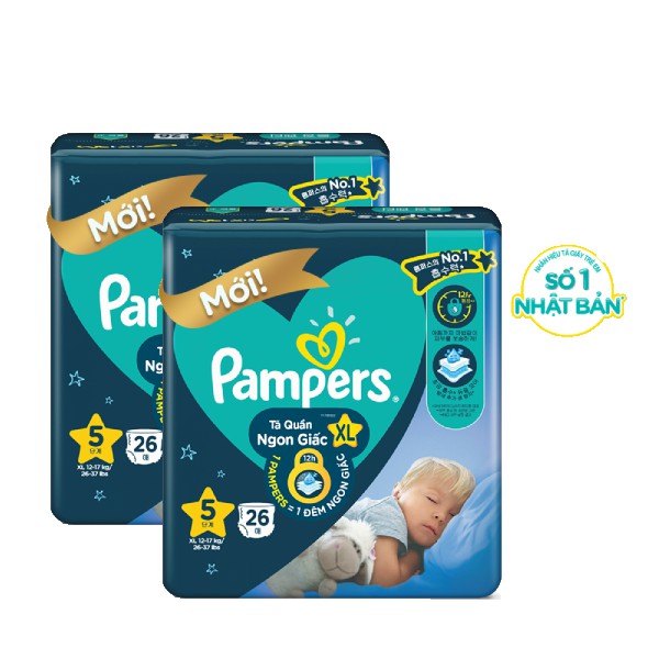 Bộ 2 Tã Quần Ngon Giấc Pampers L30/XL26/XXL22