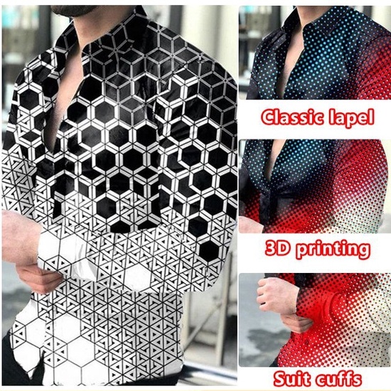 Áo sơ mi nam dài tay họa tiết hoa văn độc đáo