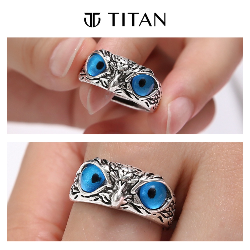 Nhẫn nam nữ họa tiết mắt cú, nhẫn thời trang hiphop màu bạc 925, ring titan freesize unisex con cú không gỉ Titan Shop