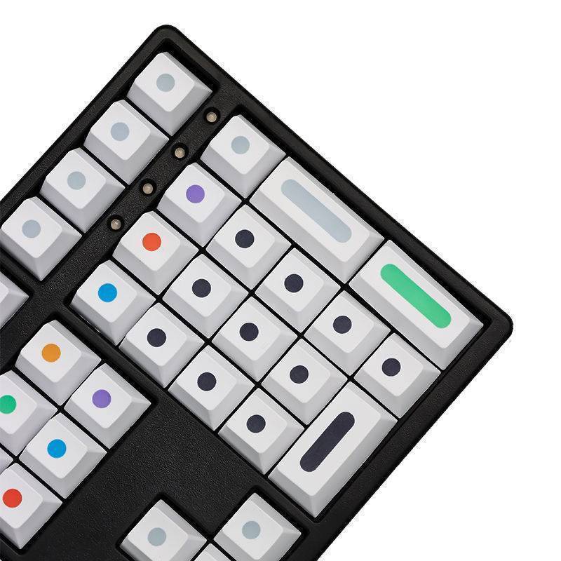 136 Keys White/Black Dot Keycap Cherry Profile PBT Five-sided Sublimation Keycaps Fit 61/64/68/87/96/98/104