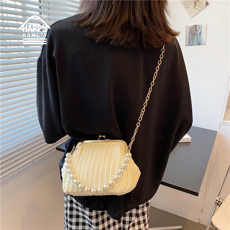 Túi đeo vai HAPPY HOMLIV Đính Ngọc Trai Nhân Tạo Thời Trang Mùa Hè 2022