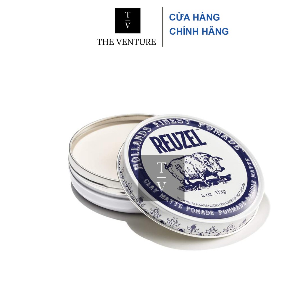 Sáp Vuốt Tóc Reuzel Matte Clay Pomade - Minty Scent Chính Hãng - Pomade Heo Trắng Xanh