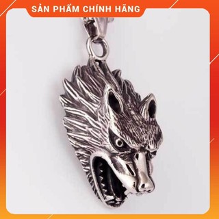 Dây chuyền vòng cổ nam cực chất hình đầu sói đẹp hiphop thép titan không gỉ DCĐS .