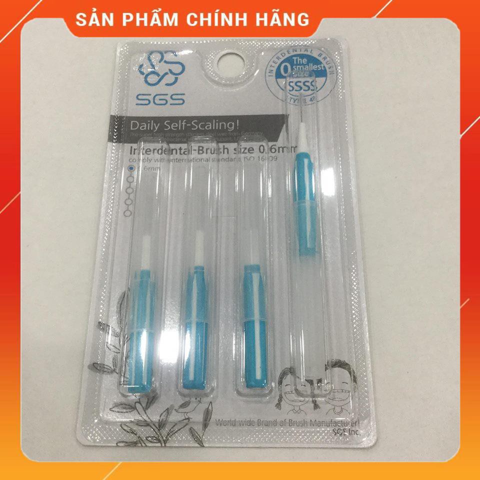 Chải kẽ răng cao cấp SGS kiểu I size 0.6mm nhập khẩu từ Hàn Quốc ( vỉ 4 cây )