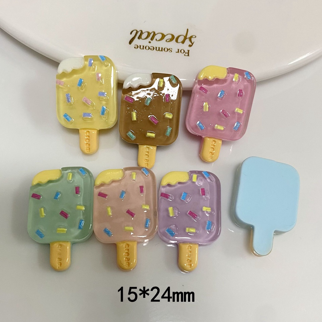 Charm (C448) slime/ Dụng Cụ Charm Trang Trí Hình Kem Que Màu Thạch (1.5x2.4cm)