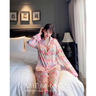 Bộ pijama hoạ tiết thổ cẩm hồng siêu cưng