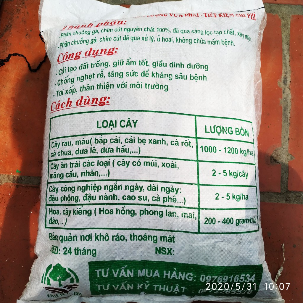 Phân gà Vber đã qua xử lí ( + Trichoderma, VSV, EM) bao 15dm3