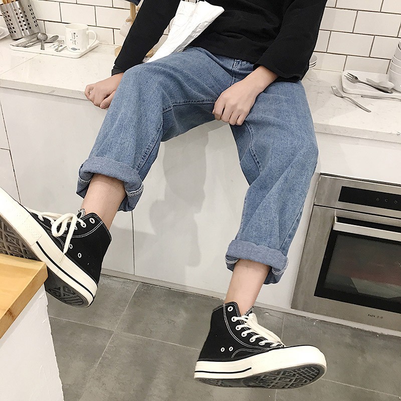 Quần Jean Nam, Quần ống rộng Nam Thời Trang Phong Cách Unisex Phong Cách Trẻ Trung Năng Động