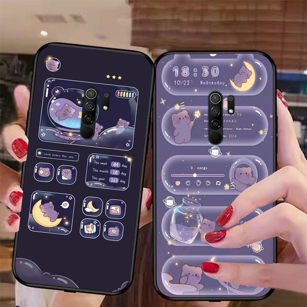 Ốp lưng điện thoại xiaomi redmi 9 bộ gấu tím may mắn