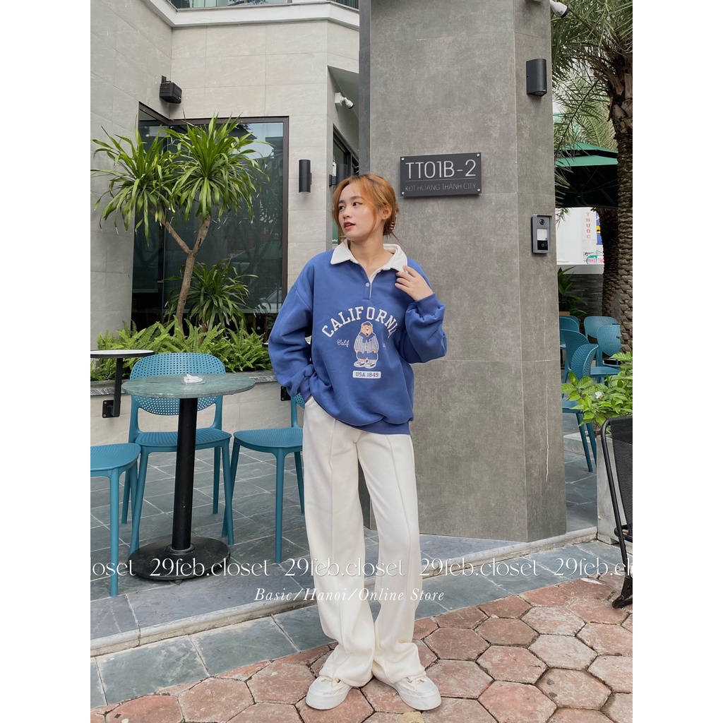 Quần suông nỉ tăm có dây rút - 29feb.closet - Q41