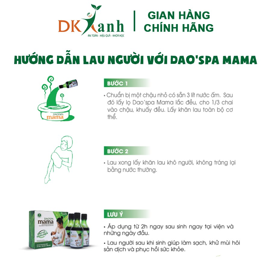 [HÀNG CÔNG TY] Xông tắm cho mẹ sau sinh Dao'spa mama chính gốc Dao đỏ,  Đại học Dược HN - DK Pharma - 250ml/chai