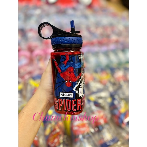 Bình nước có ống hút cho bé hàng nhập Disney Mỹ hoạ tiết Spiderman,Elsa,Minnie,Mcqueen