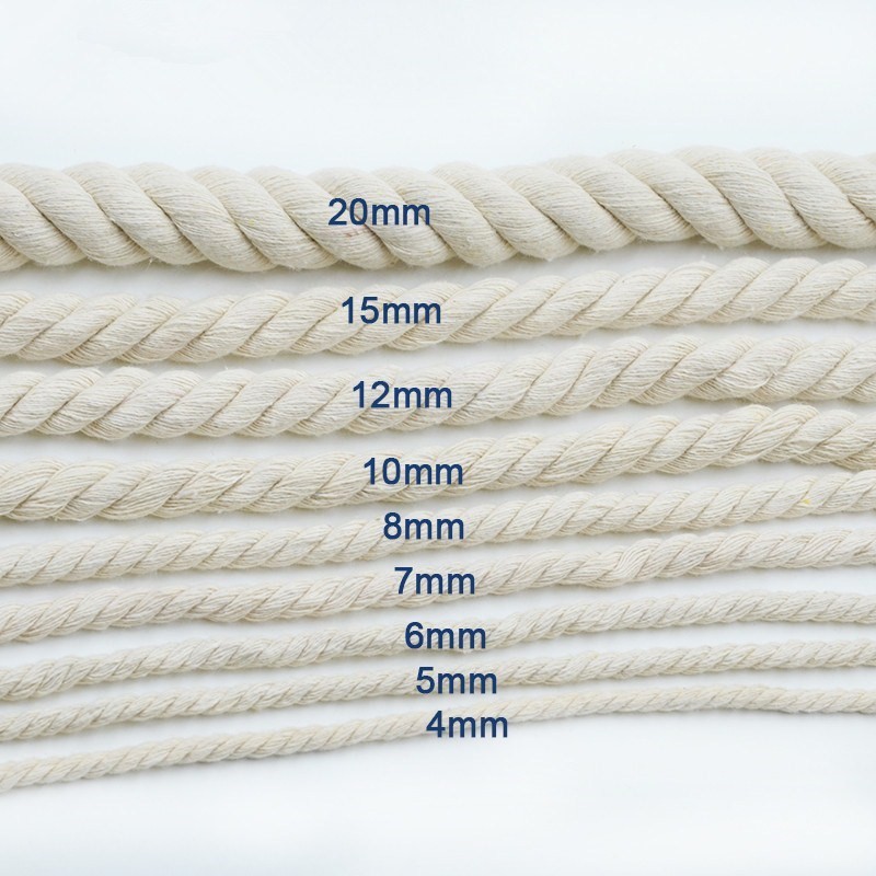 Dây thừng bện sợi lanh cotton ba màu 4mm 20mm