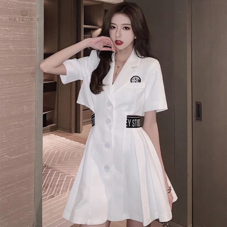 Đầm ngắn chữ A xếp ly thời trang hè cho nữ
