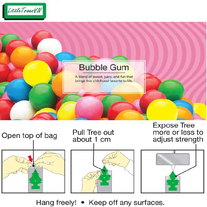 CÂY THÔNG THƠM LITTLE TREES - Bubble Gum (hương kẹo simgum)