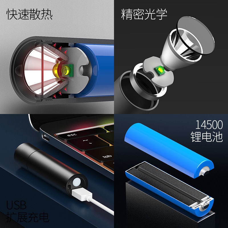 Đèn Pin led mini Siêu Sáng Đa Năng Có Thể Sạc Lại Bằng Cổng usb