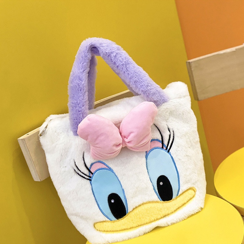 Túi Xách Tay Bằng Vải Bông Nhẹ Nhàng Thiết Kế Thú Hoạt Hình Dễ Thương Có Khóa Kéo Cho Nữ