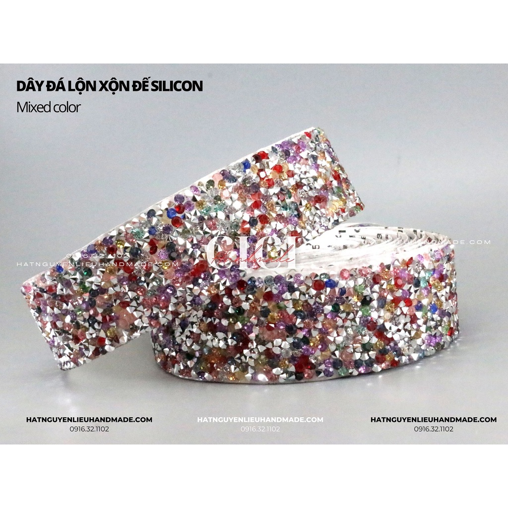 Dây đá lộn xộn đế silicone (bóc-dán) Cici Handmade chuyên hạt đá hạt pha lê hạt cườm hạt trang sức tự làm DIY