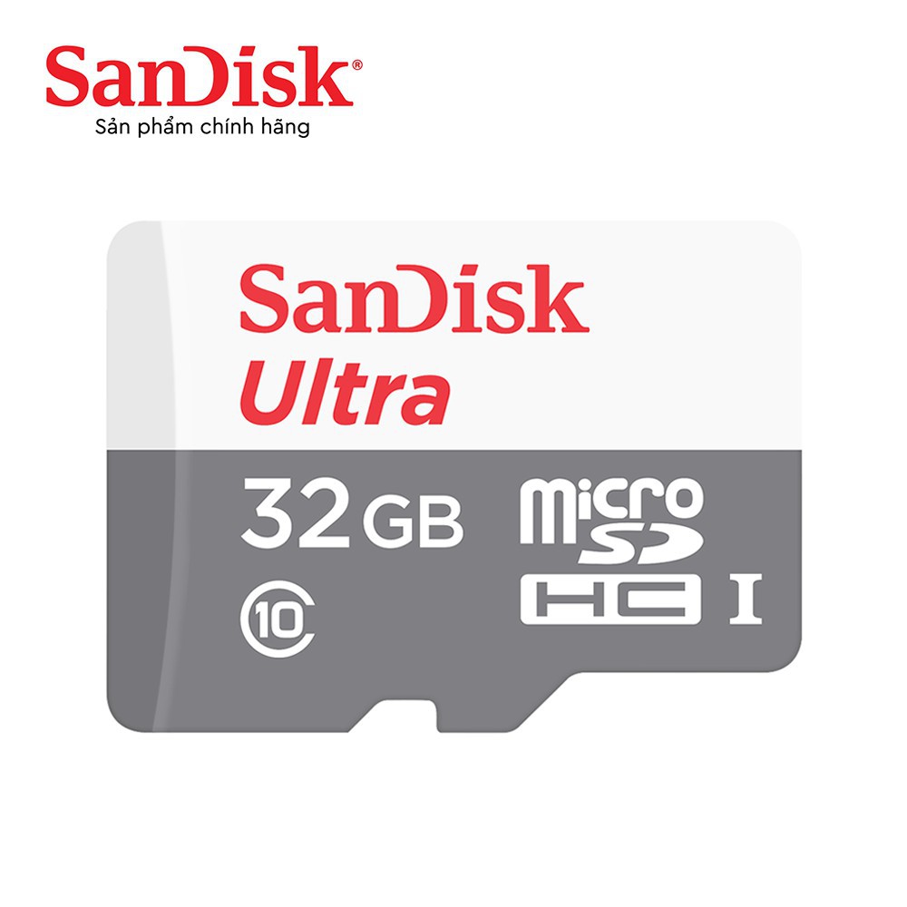 Thẻ nhớ SanDisk Ultra microSDHC, SQUNS 32GB, C10, UHS-I, 80MB/s - Đại lý chính hãng