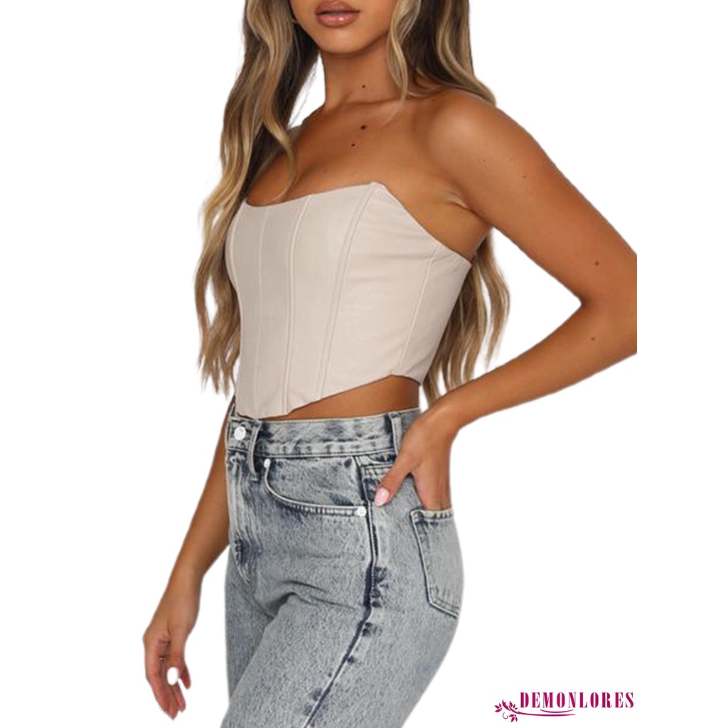 Áo ống bằng da PU nâng ngực thời trang quyến rũ cho nữ